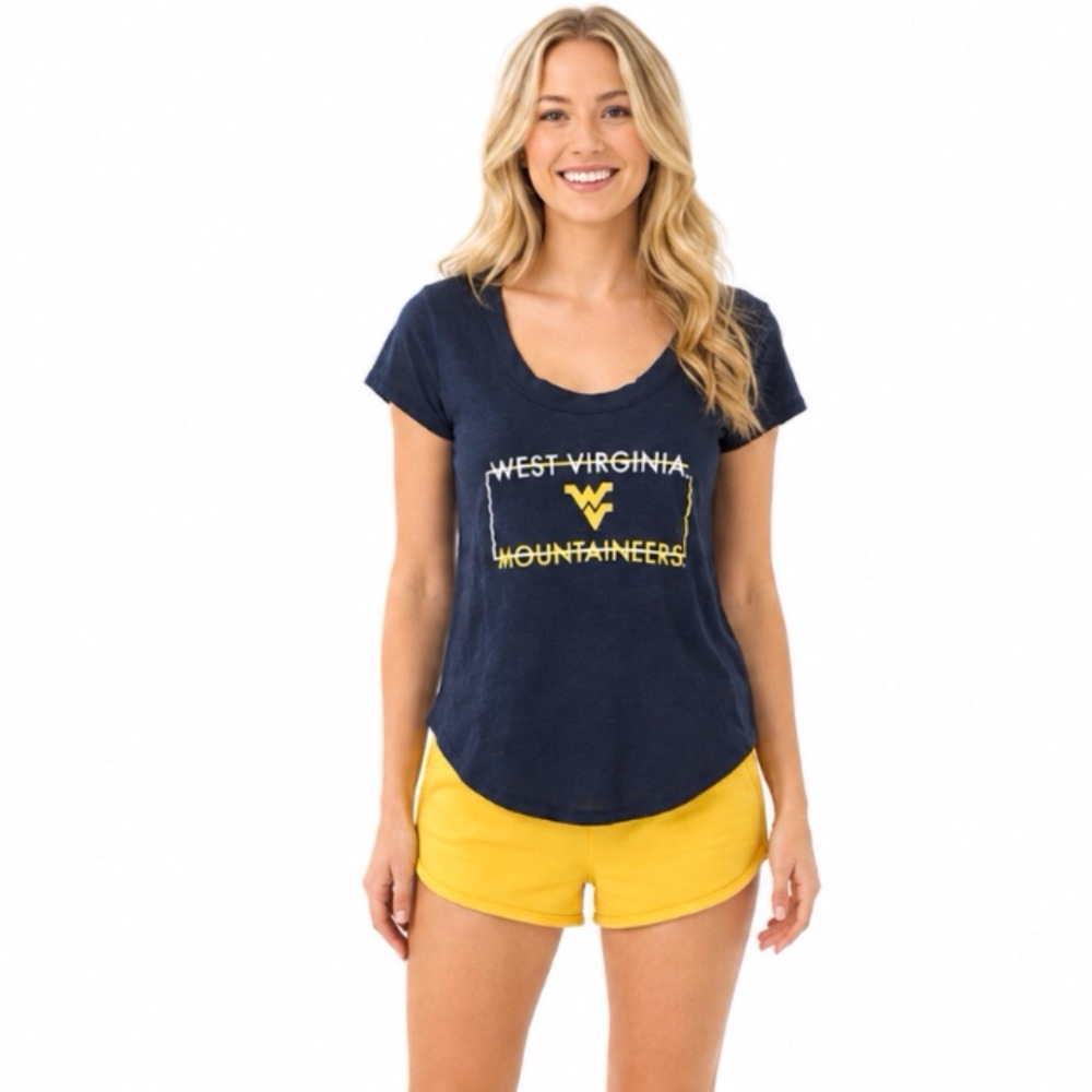 West Virginia Mountaineers Womens T Shirt Size Small Soft Lightweight Block Logo